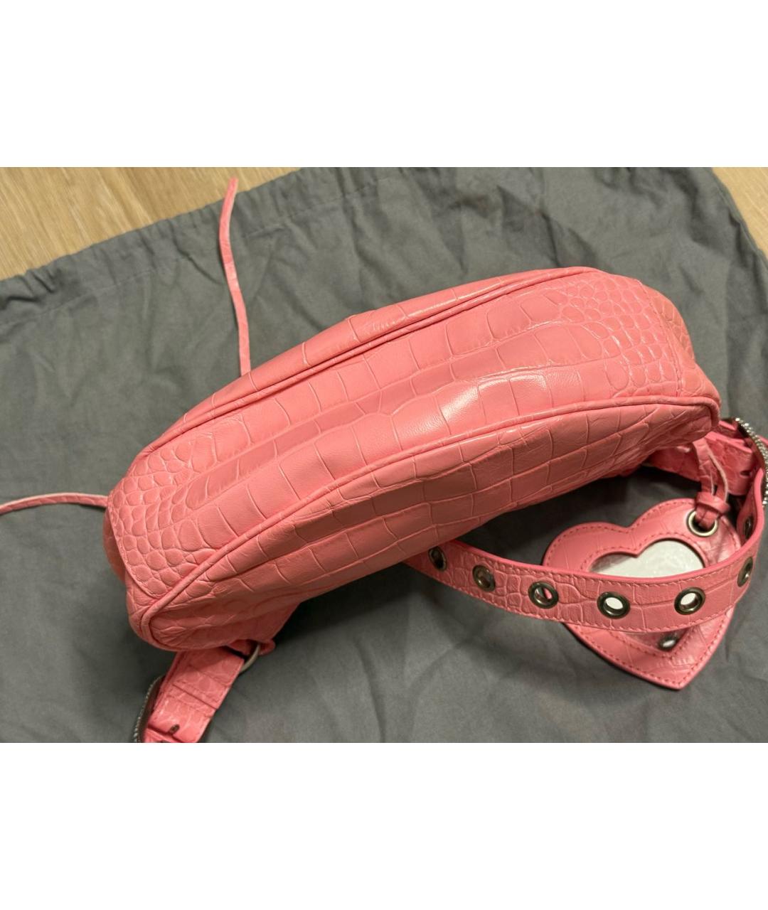 BALENCIAGA Коралловая кожаная сумка с короткими ручками, фото 7