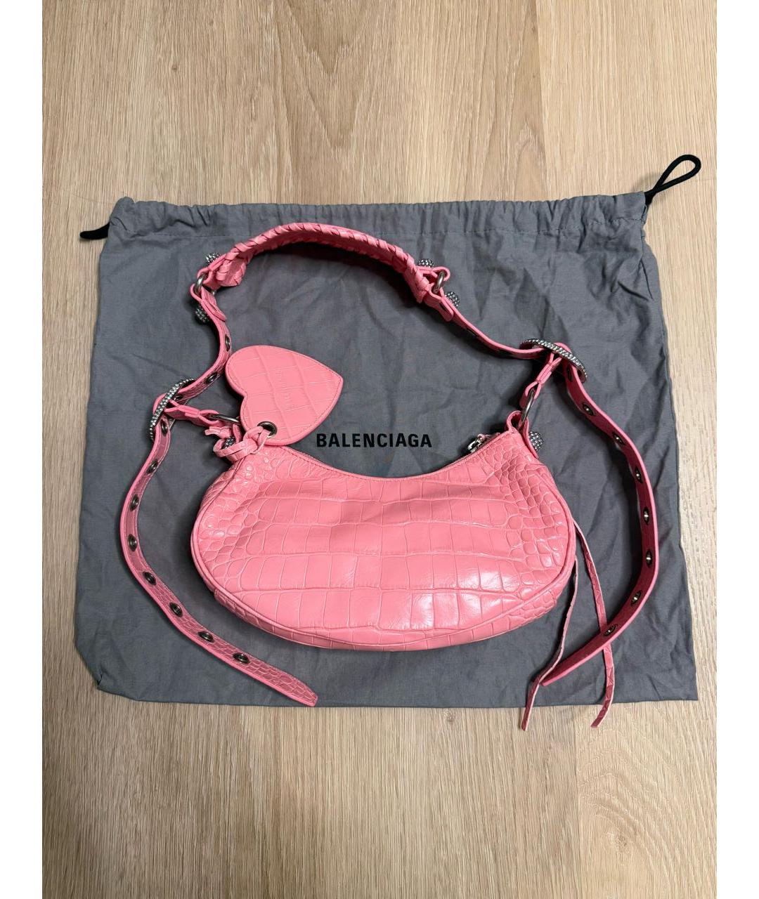 BALENCIAGA Коралловая кожаная сумка с короткими ручками, фото 3