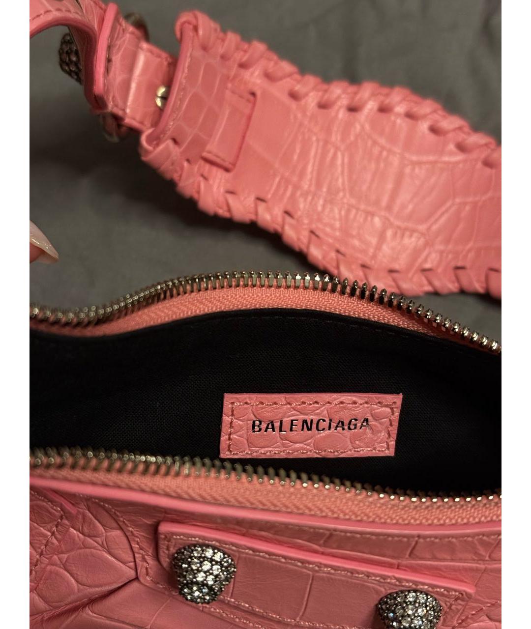 BALENCIAGA Коралловая кожаная сумка с короткими ручками, фото 4