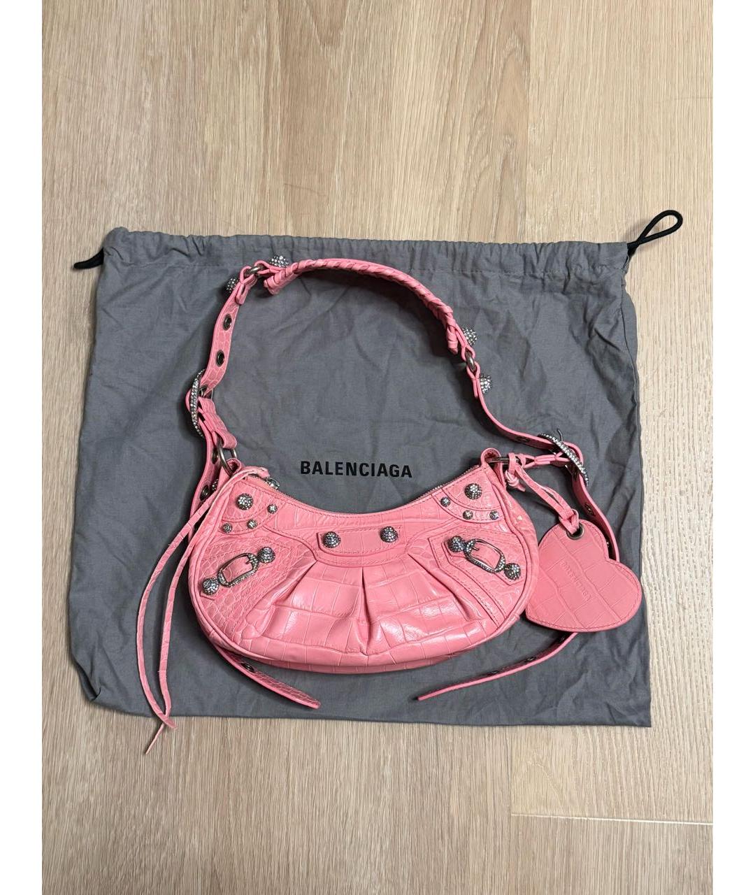 BALENCIAGA Коралловая кожаная сумка с короткими ручками, фото 9