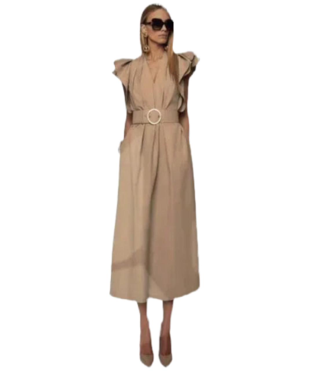 ESCADA Бежевое хлопковое повседневное платье, фото 5