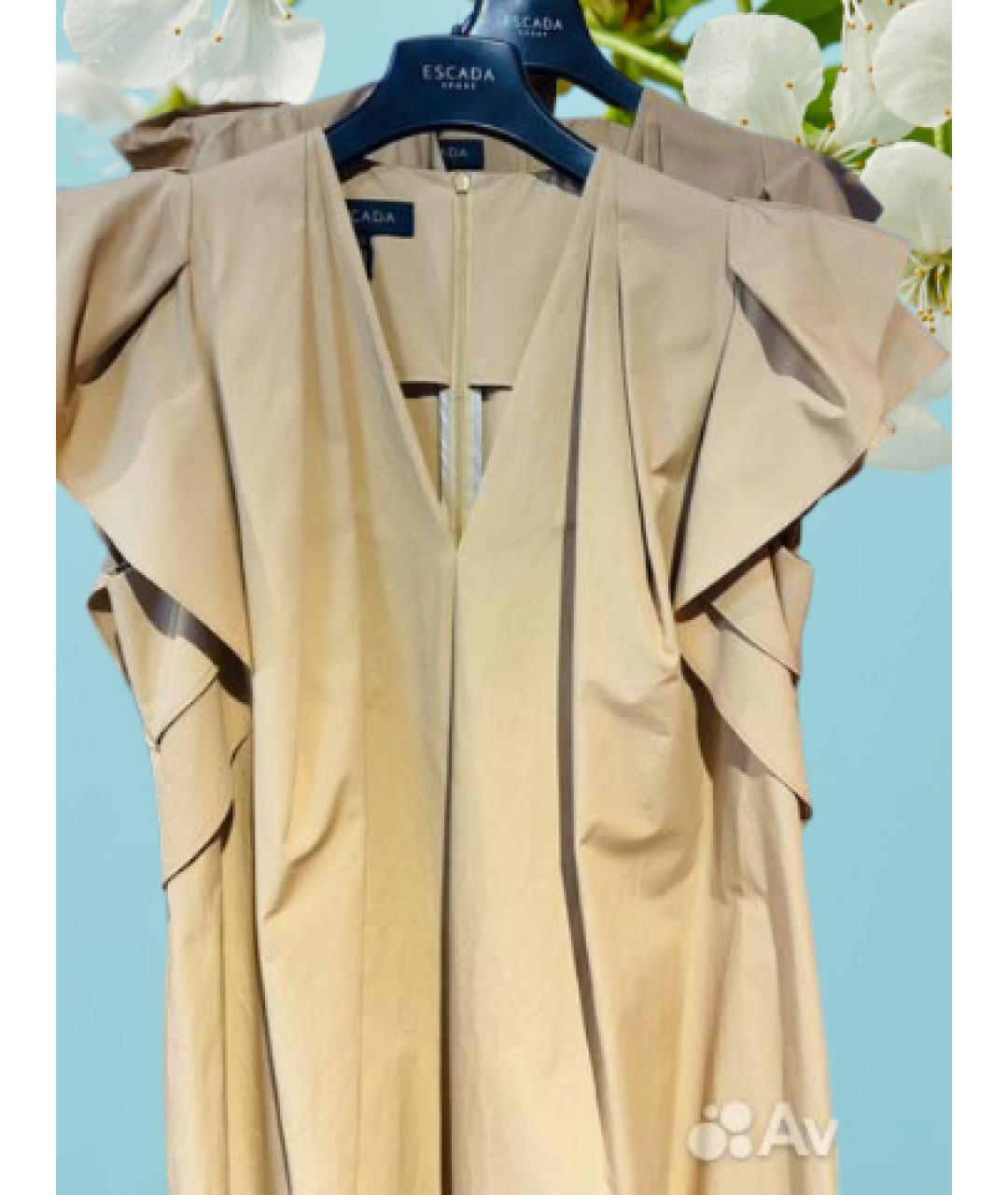 ESCADA Бежевое хлопковое повседневное платье, фото 4