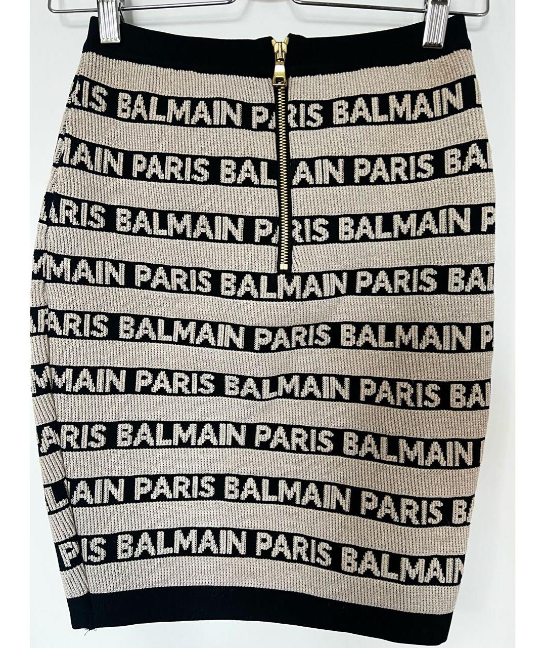 BALMAIN Бежевая вискозная юбка мини, фото 2