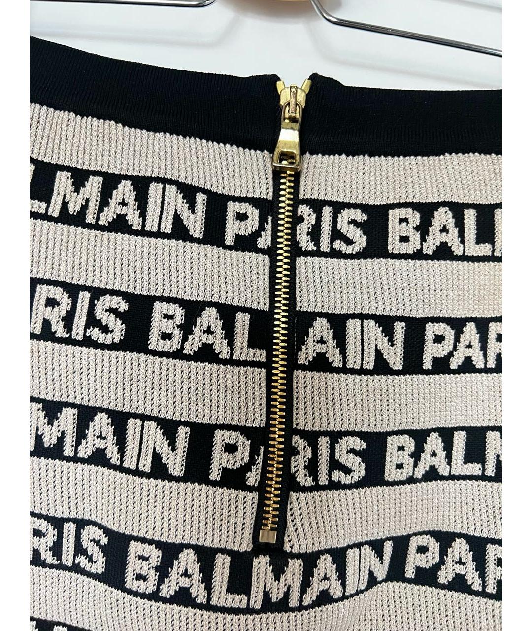 BALMAIN Бежевая вискозная юбка мини, фото 3