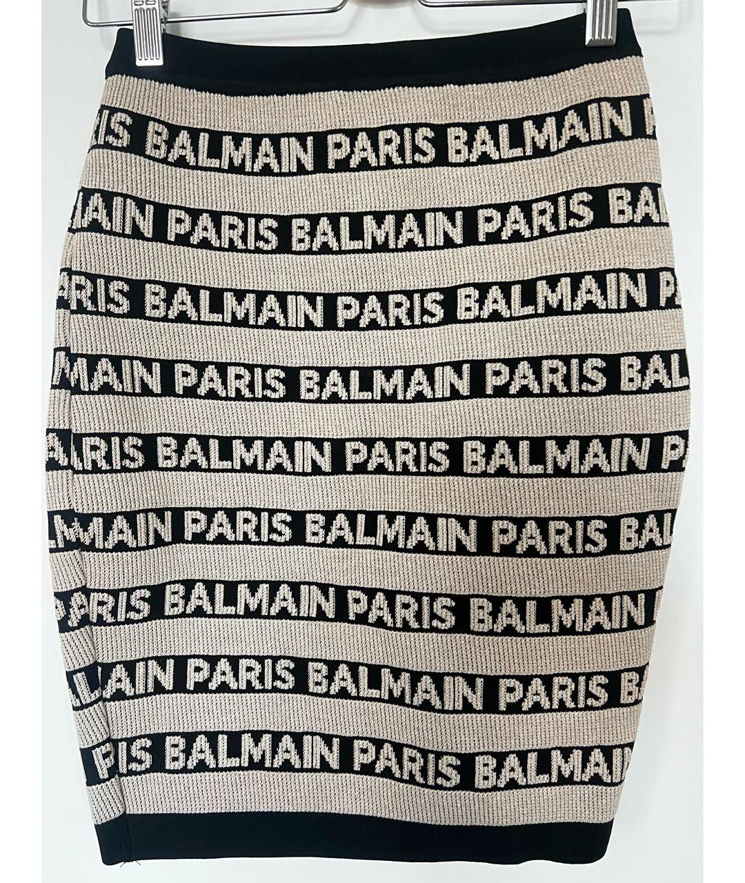 BALMAIN Бежевая вискозная юбка мини, фото 6