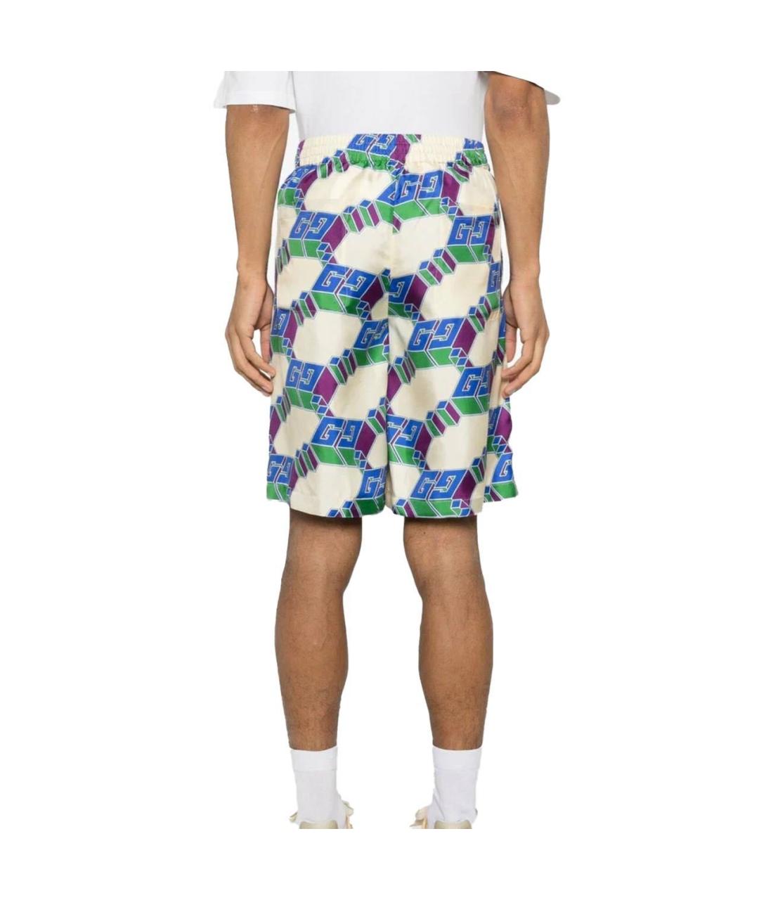 GUCCI Бежевые шелковые шорты, фото 3