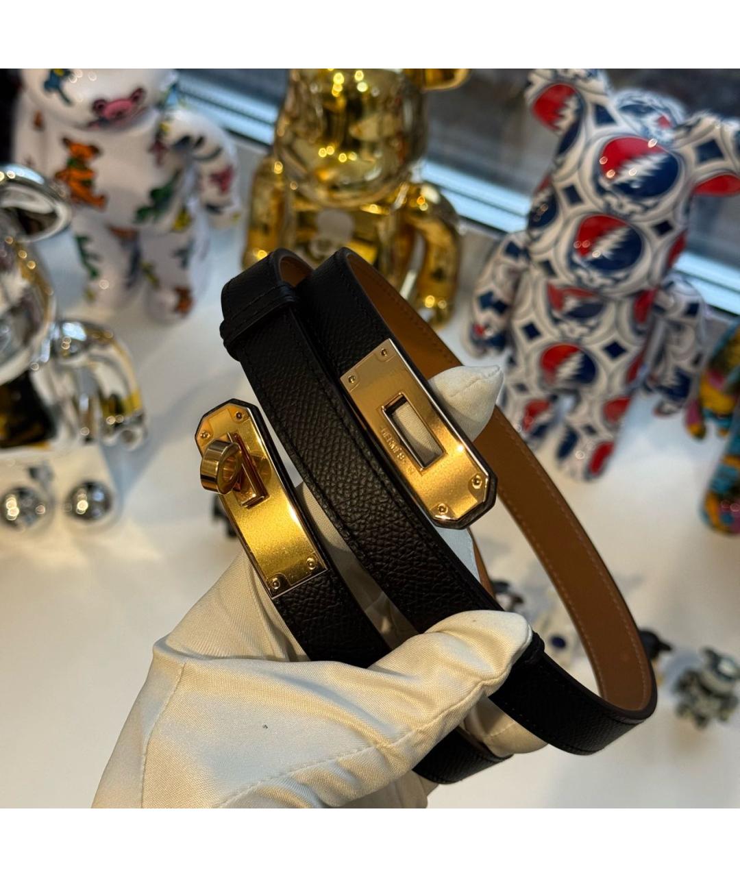 HERMES Черный кожаный ремень, фото 2