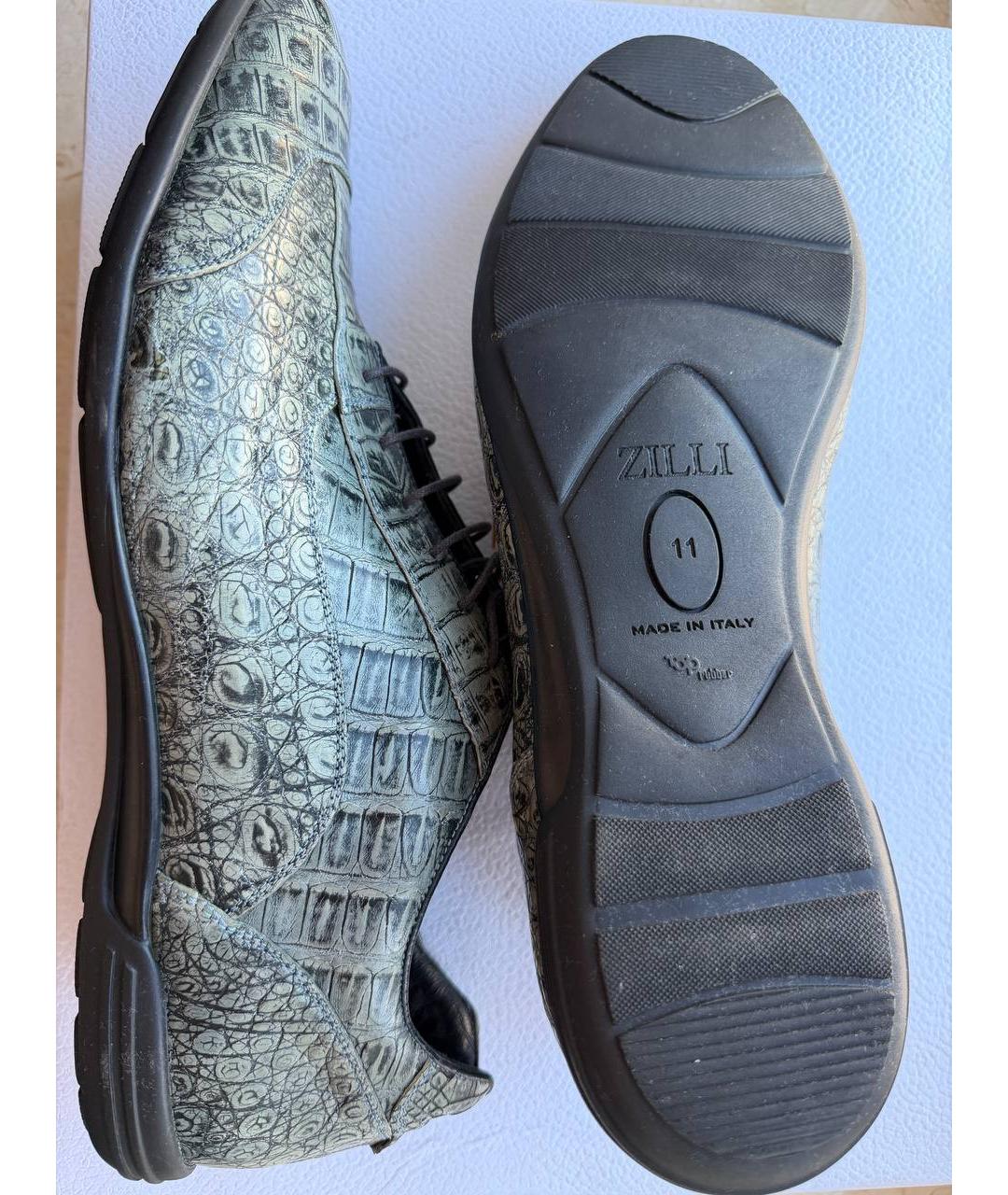 ZILLI Зеленые туфли из экзотической кожи, фото 4