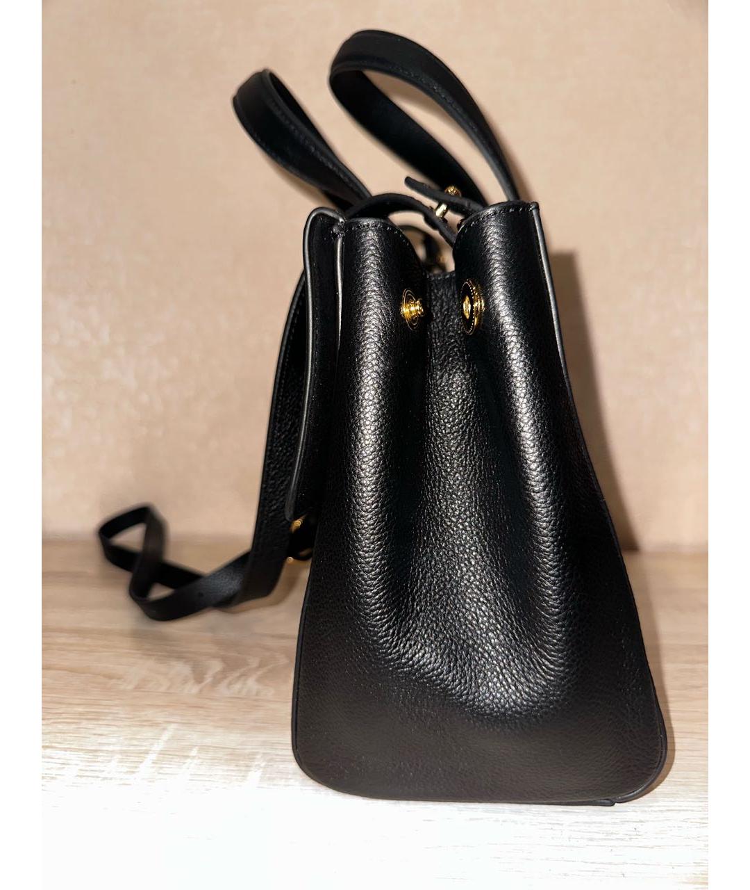 FURLA Черная кожаная сумка с короткими ручками, фото 5