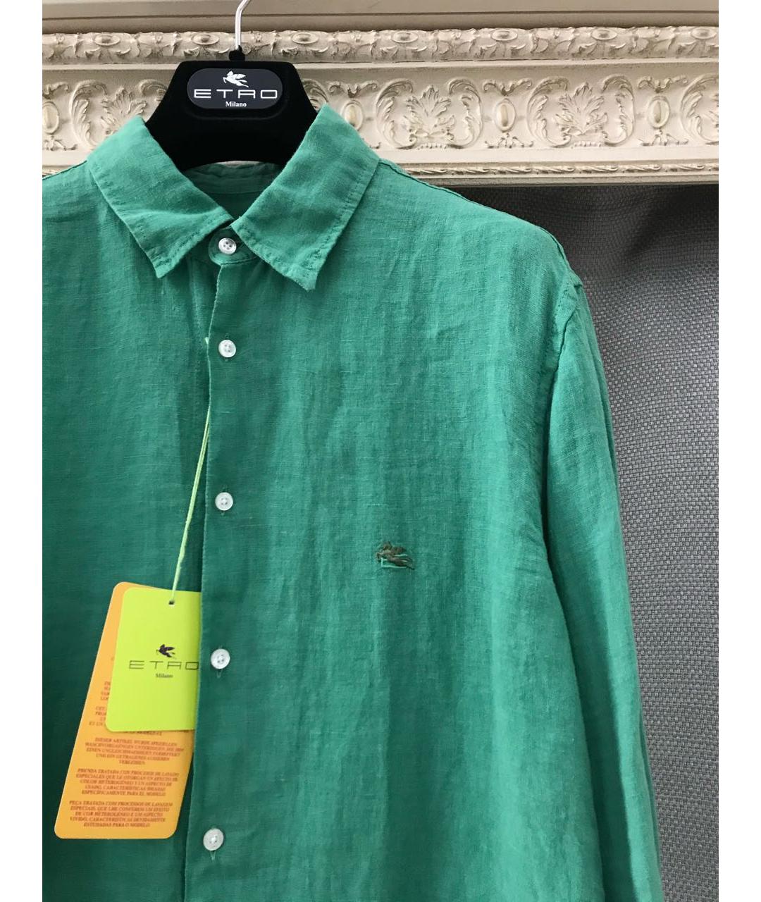 ETRO Зеленая льняная кэжуал рубашка, фото 5