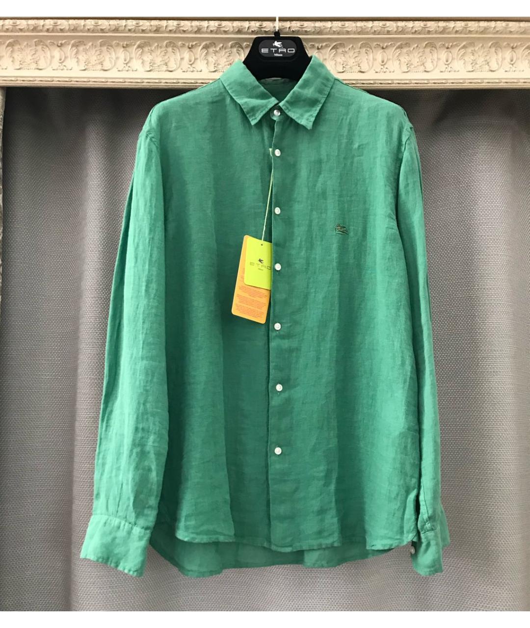 ETRO Зеленая льняная кэжуал рубашка, фото 4
