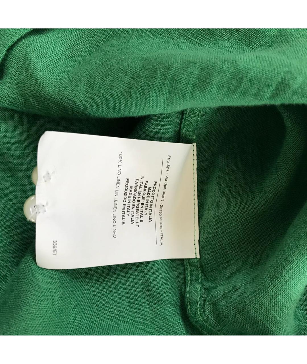 ETRO Зеленая льняная кэжуал рубашка, фото 7