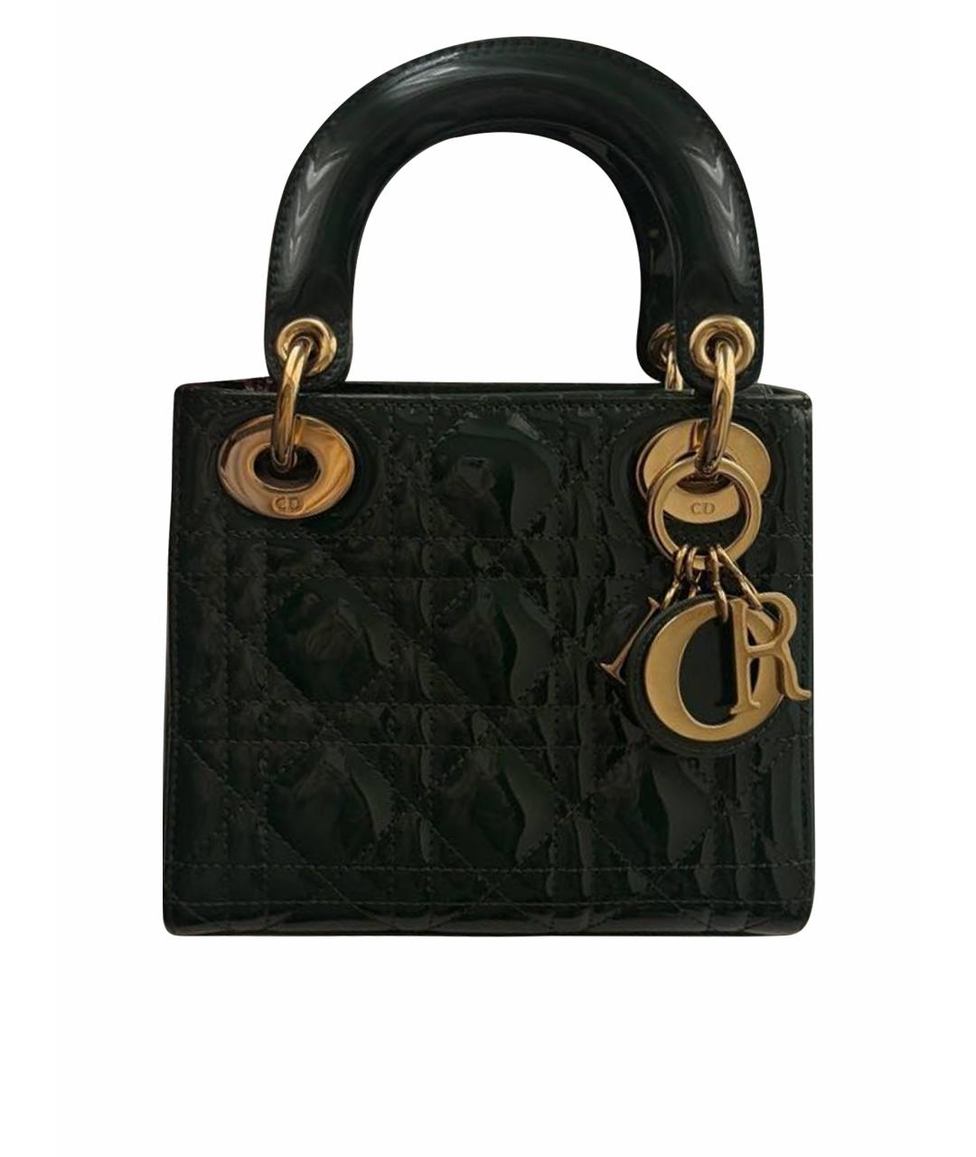 CHRISTIAN DIOR Зеленая сумка с короткими ручками из лакированной кожи, фото 1