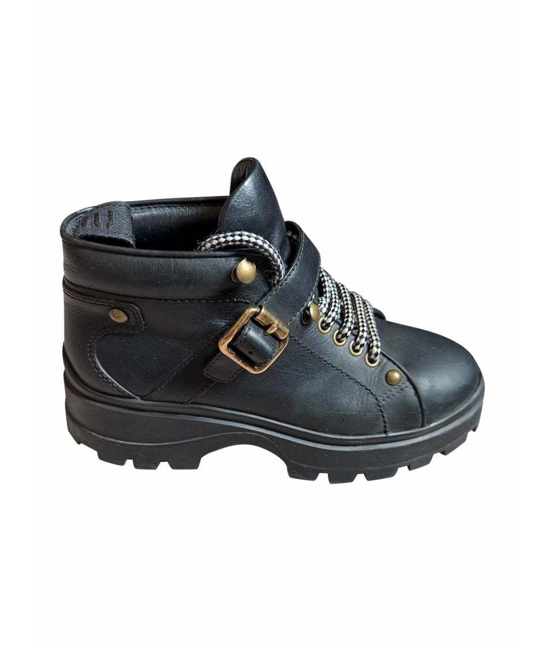 MIU MIU Черные кожаные ботинки, фото 1