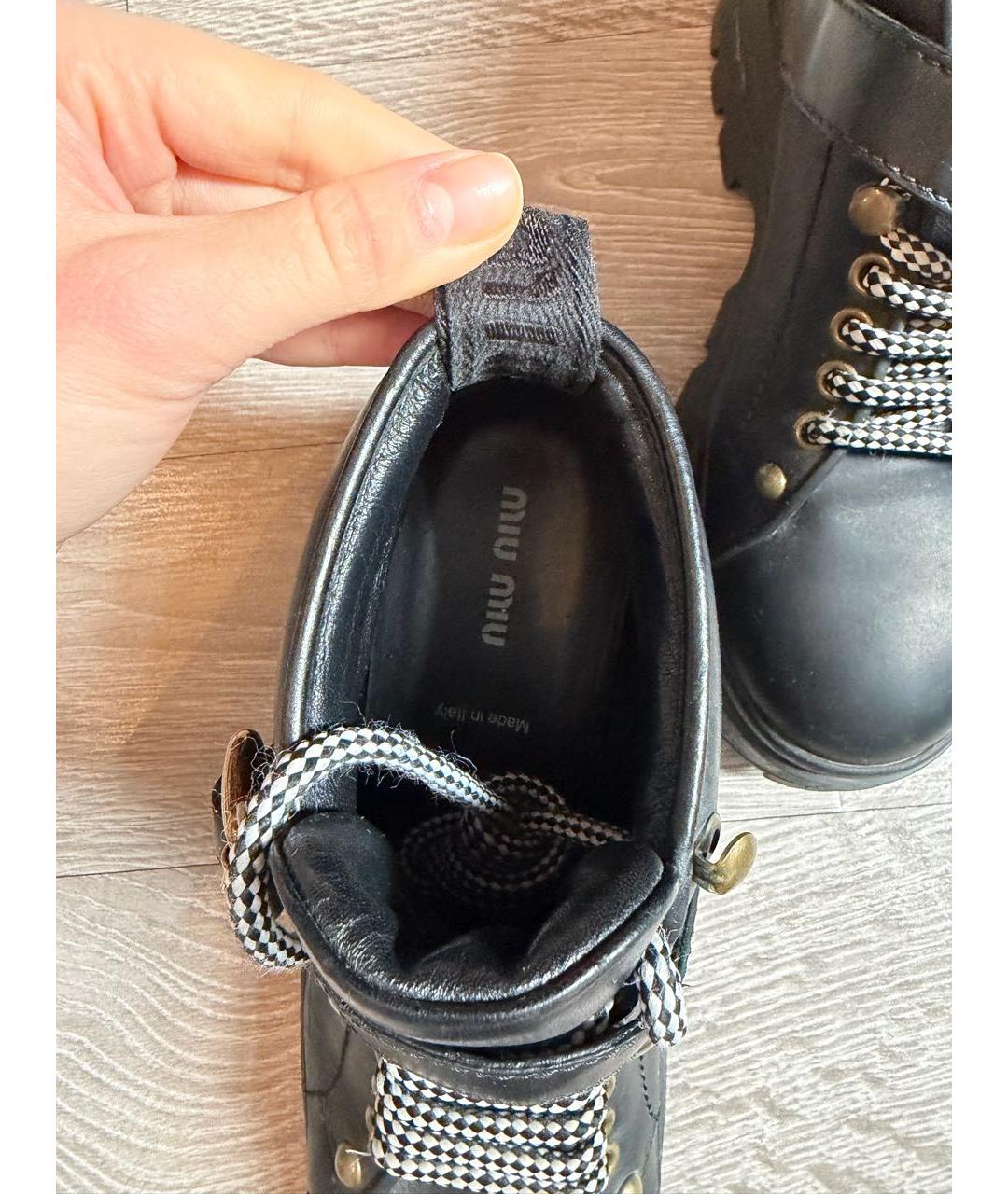 MIU MIU Черные кожаные ботинки, фото 3