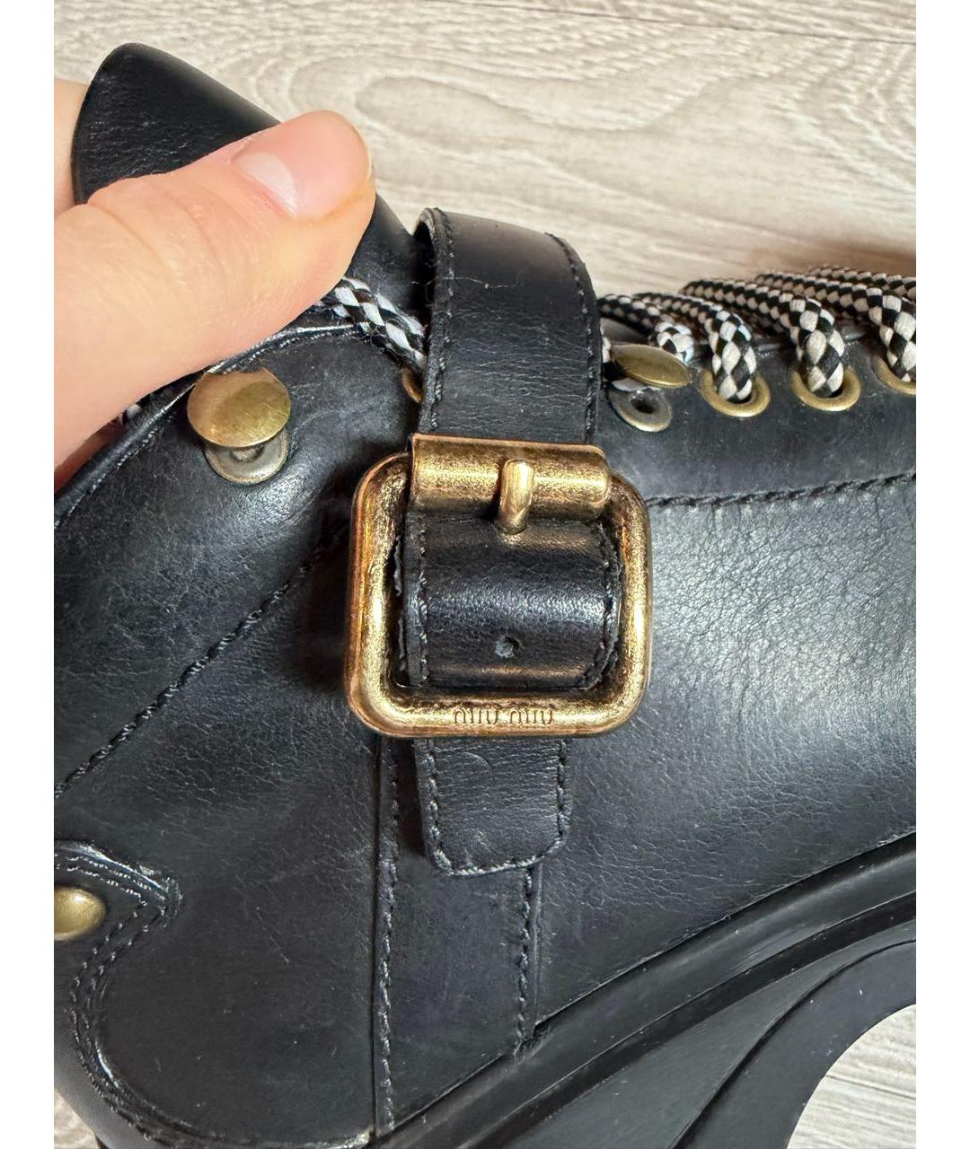 MIU MIU Черные кожаные ботинки, фото 6