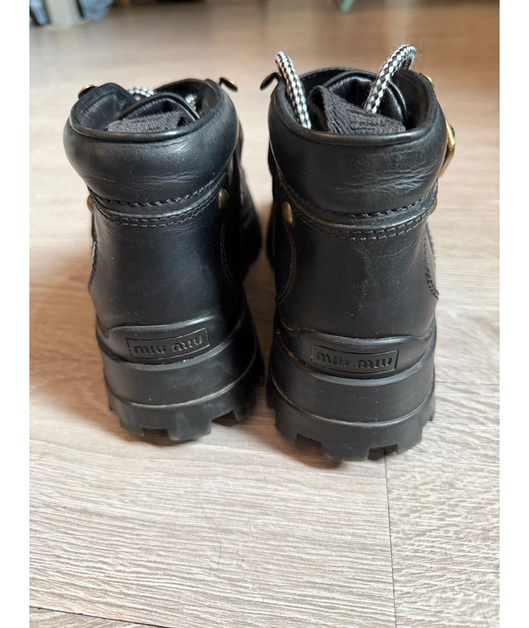 MIU MIU Черные кожаные ботинки, фото 4