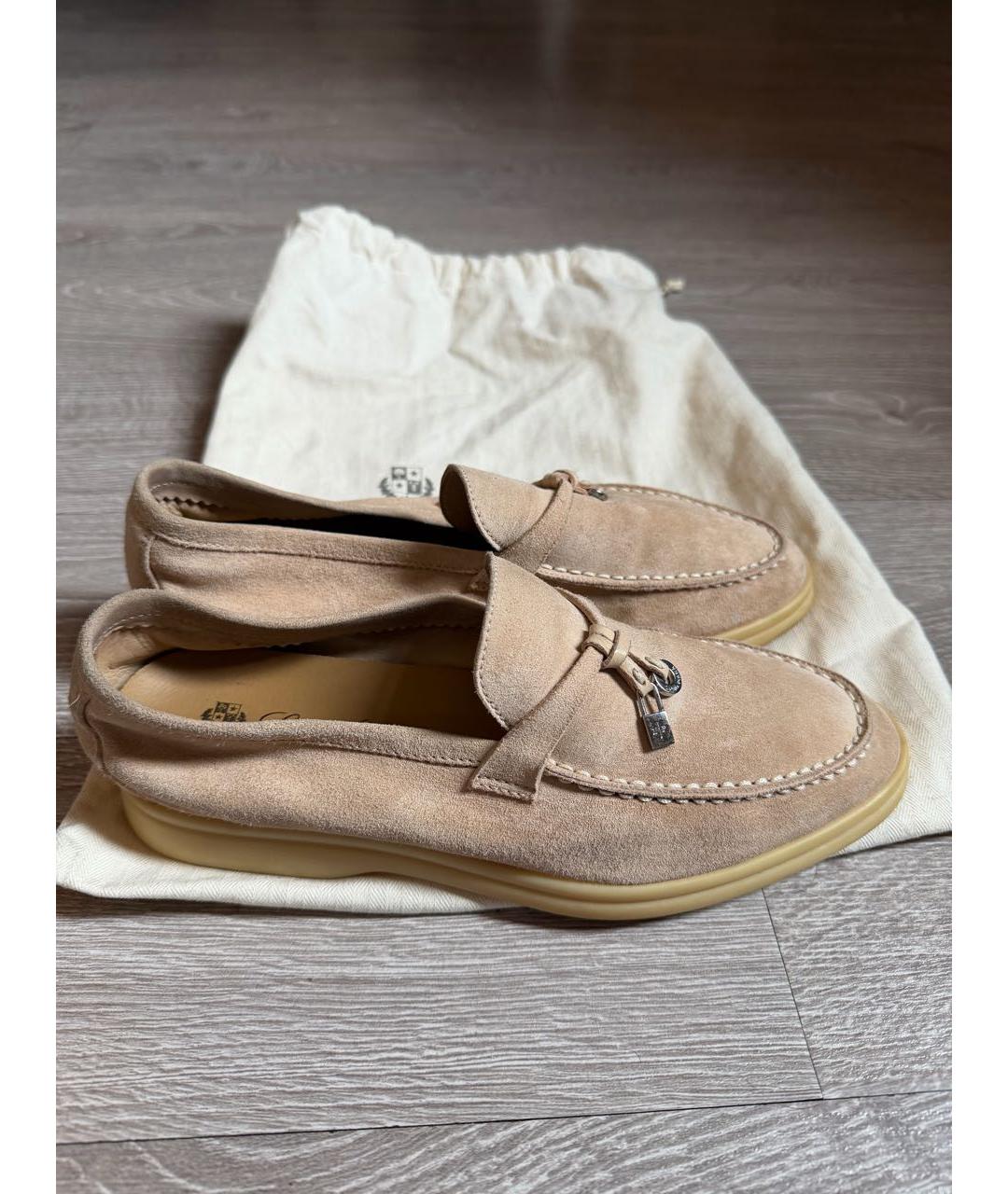 LORO PIANA Розовые замшевые лоферы, фото 9