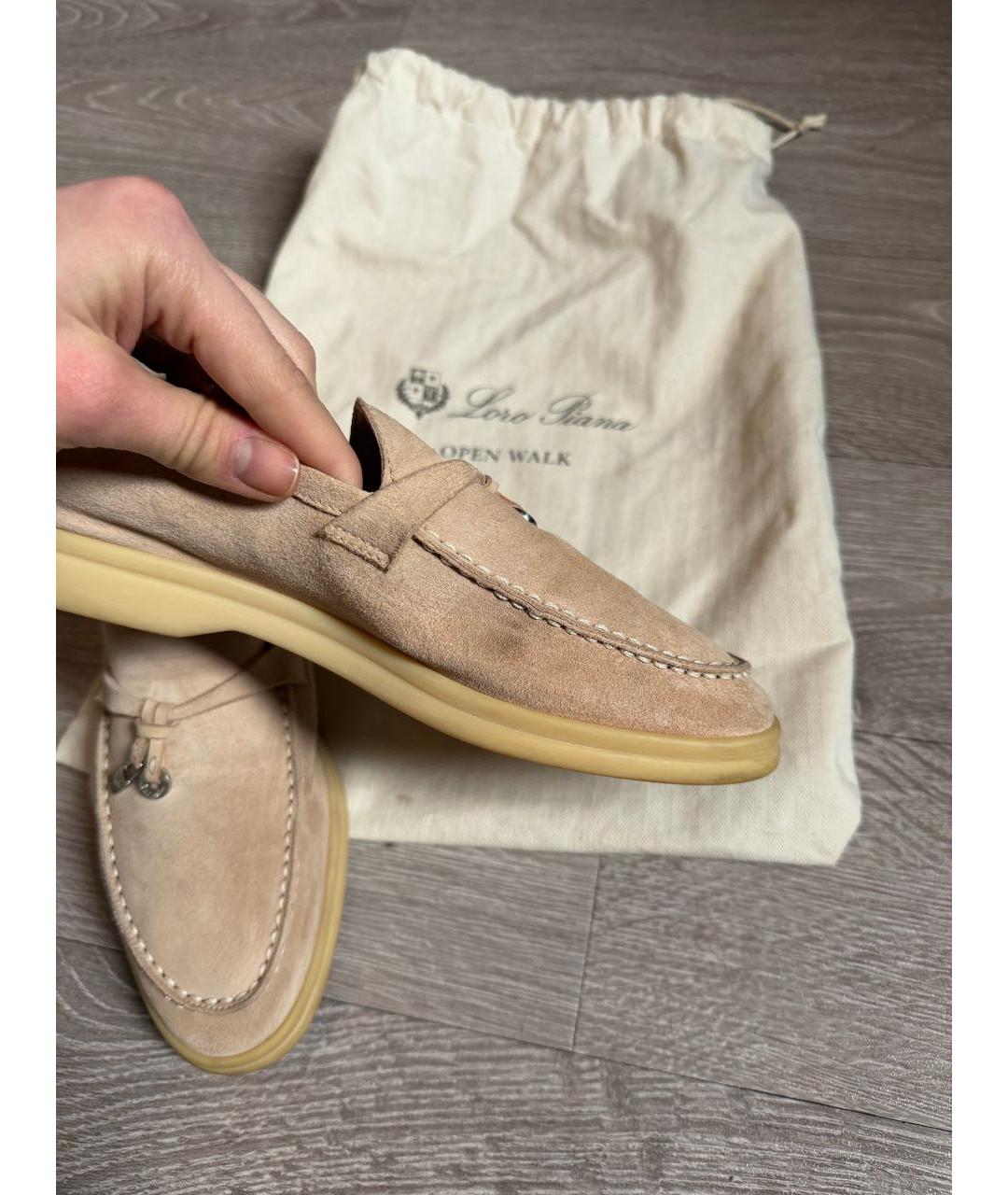 LORO PIANA Розовые замшевые лоферы, фото 5