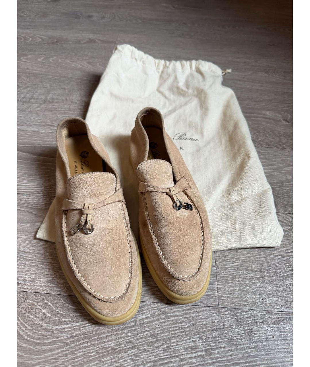 LORO PIANA Розовые замшевые лоферы, фото 2