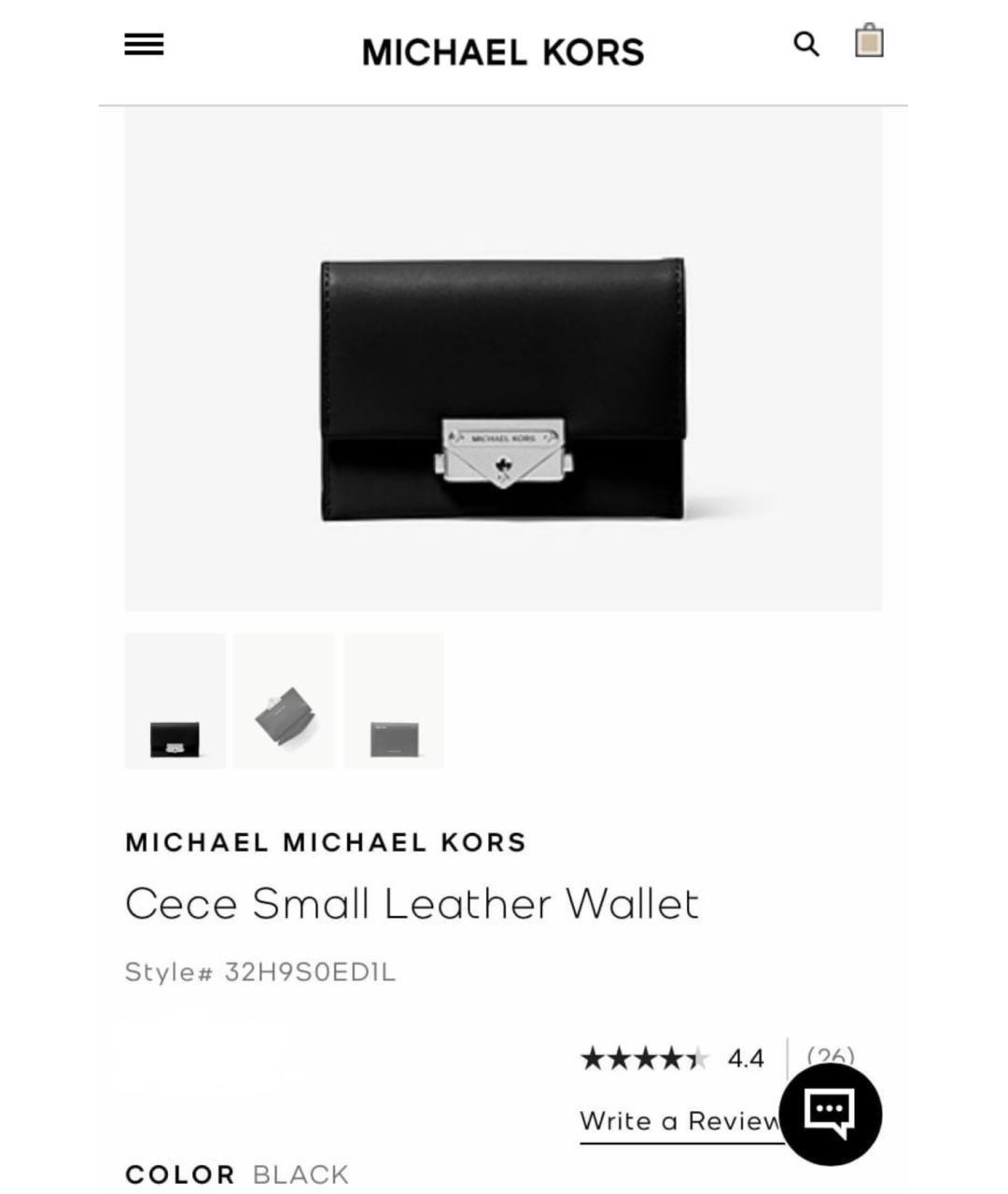 MICHAEL MICHAEL KORS Черный кожаный кошелек, фото 10