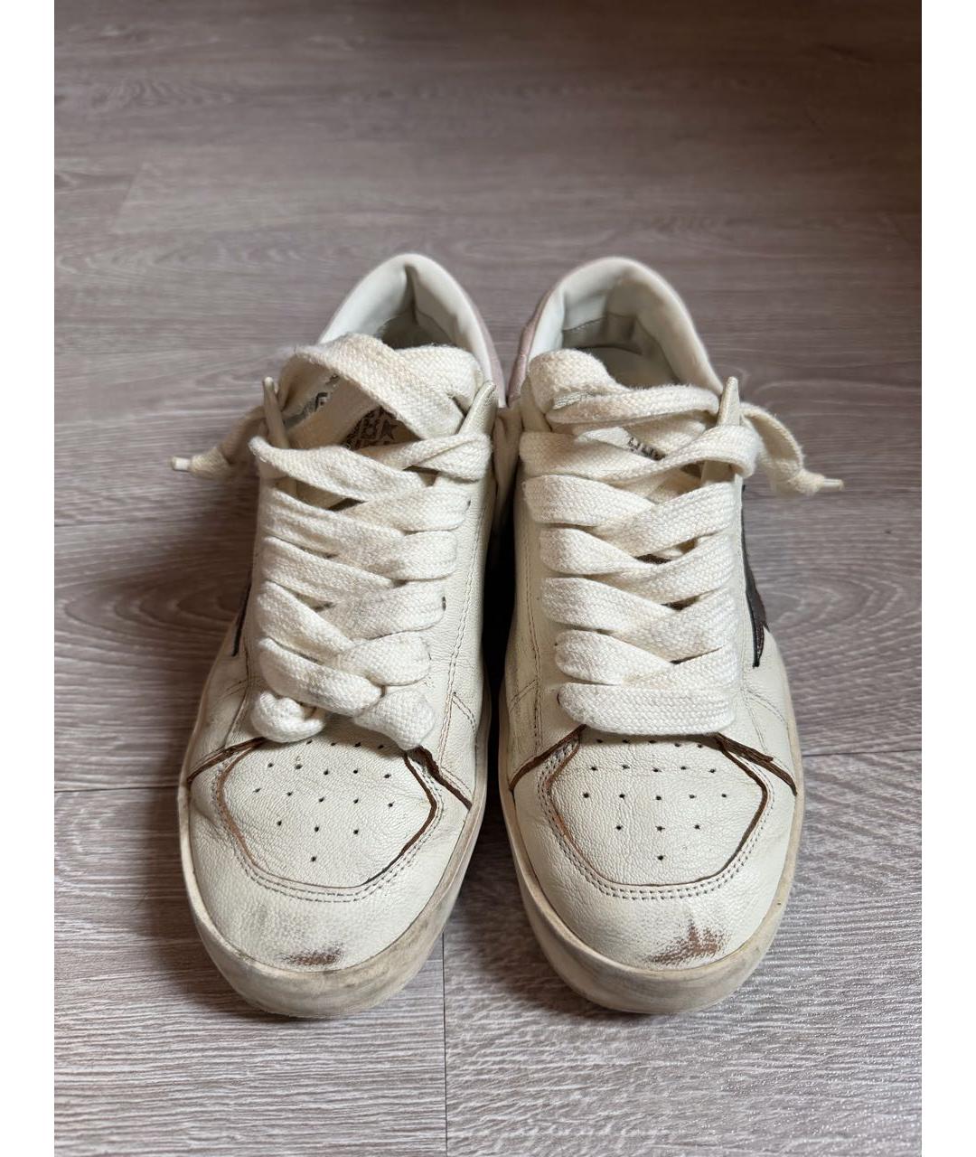 GOLDEN GOOSE DELUXE BRAND Бежевые кожаные кроссовки, фото 2