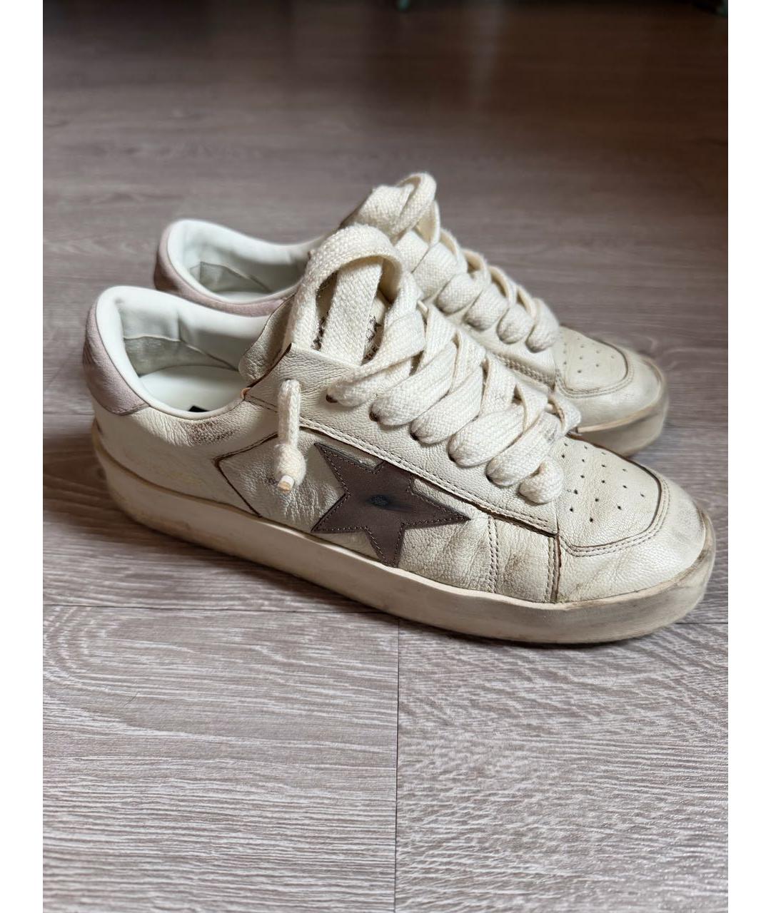 GOLDEN GOOSE DELUXE BRAND Бежевые кожаные кроссовки, фото 8