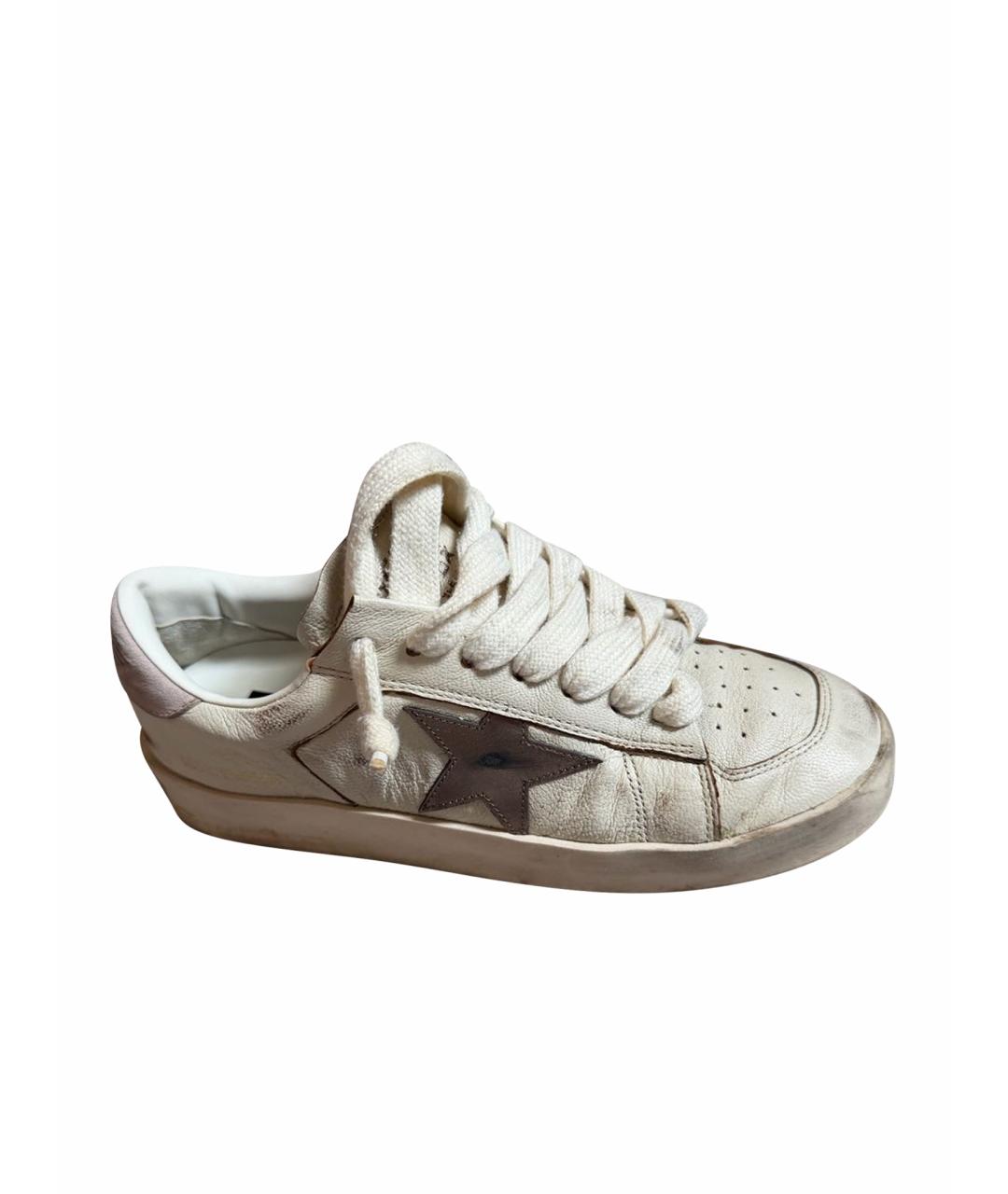 GOLDEN GOOSE DELUXE BRAND Бежевые кожаные кроссовки, фото 1