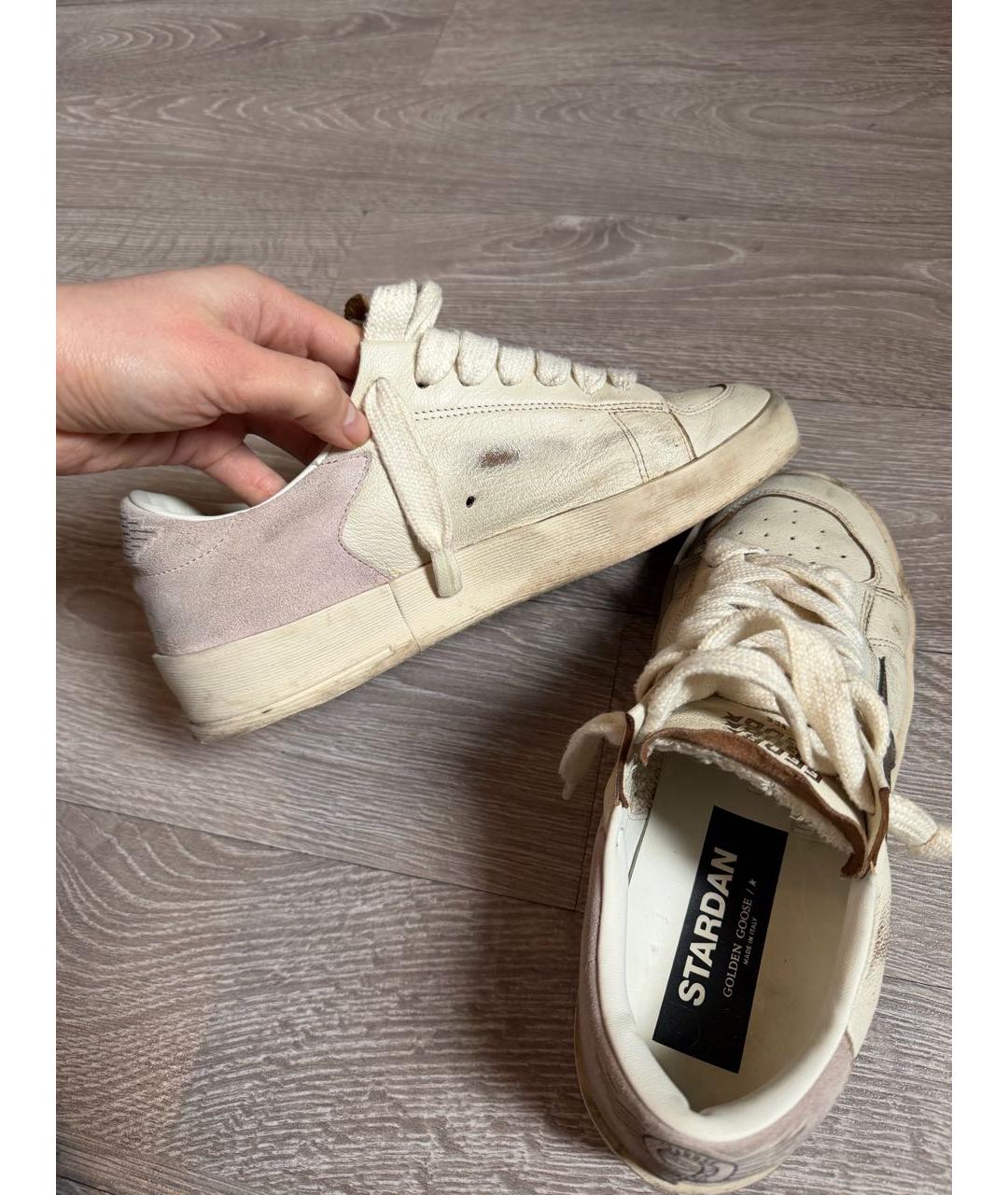 GOLDEN GOOSE DELUXE BRAND Бежевые кожаные кроссовки, фото 5