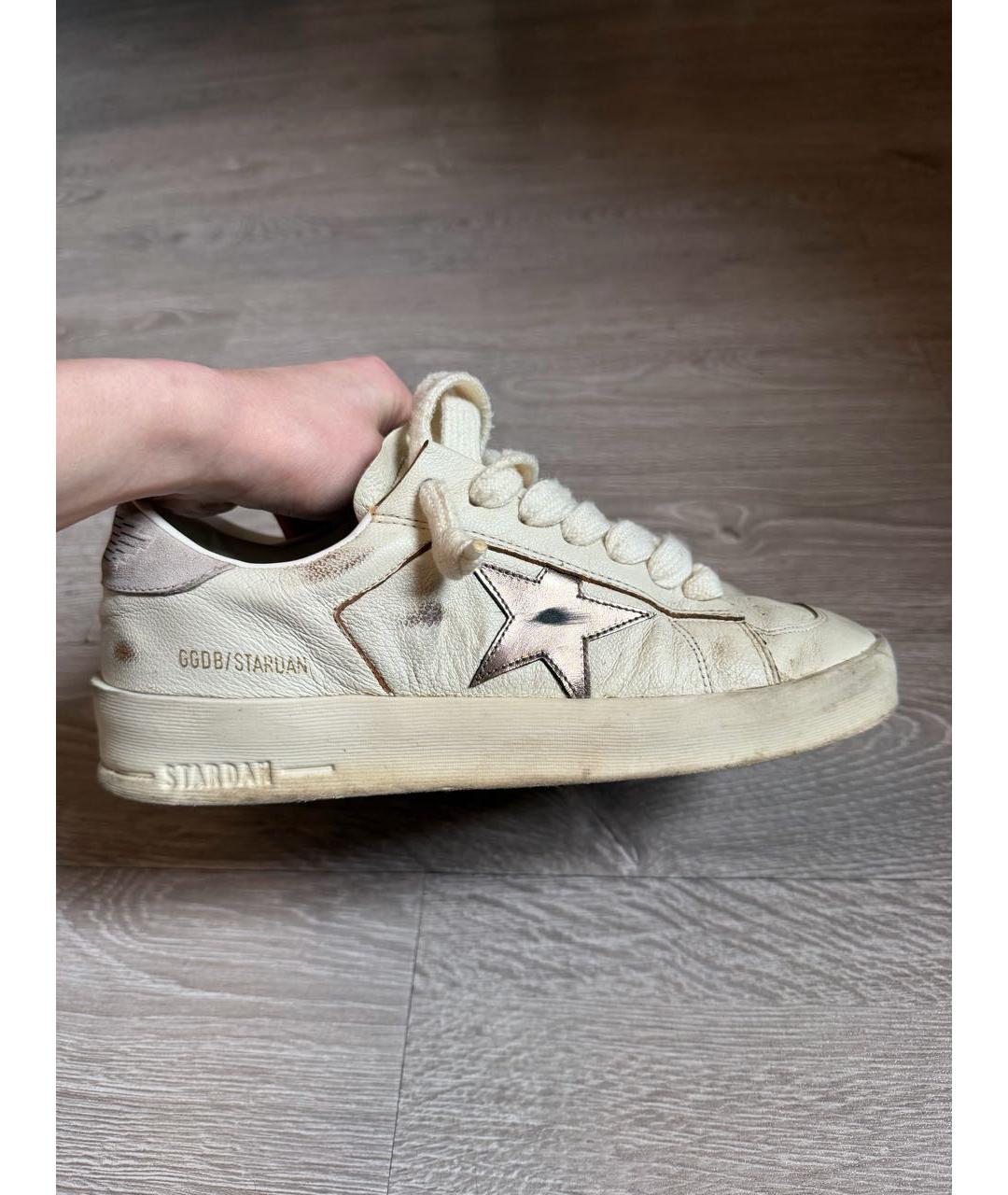 GOLDEN GOOSE DELUXE BRAND Бежевые кожаные кроссовки, фото 7