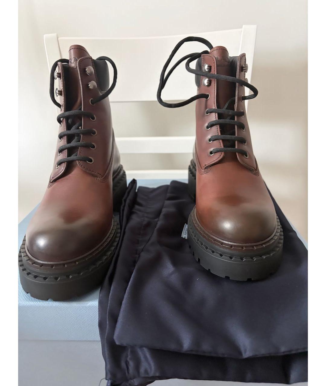 PRADA Коричневые кожаные ботинки, фото 3