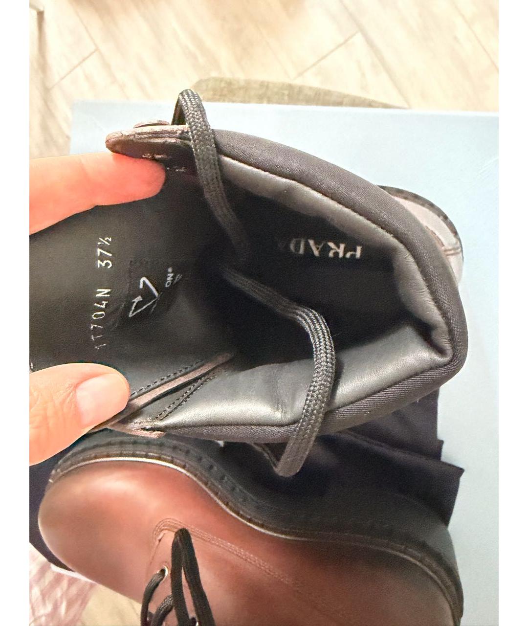 PRADA Коричневые кожаные ботинки, фото 4
