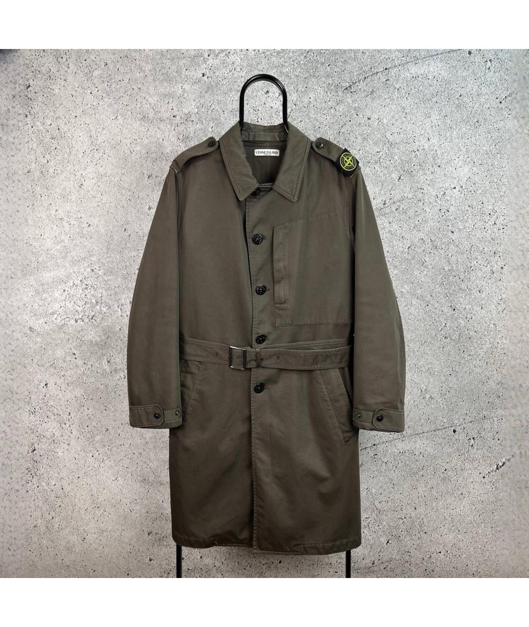 STONE ISLAND Коричневый хлопковый тренч / плащ, фото 9