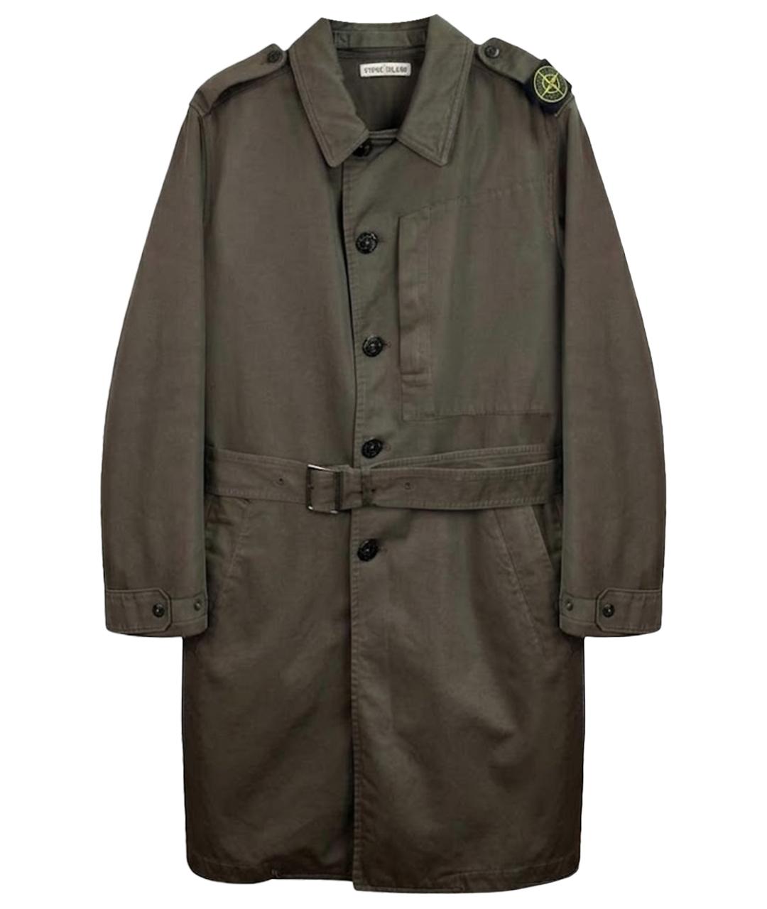 STONE ISLAND Коричневый хлопковый тренч / плащ, фото 1