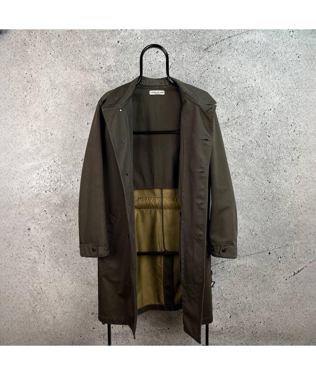 STONE ISLAND Коричневый хлопковый тренч / плащ, фото 2