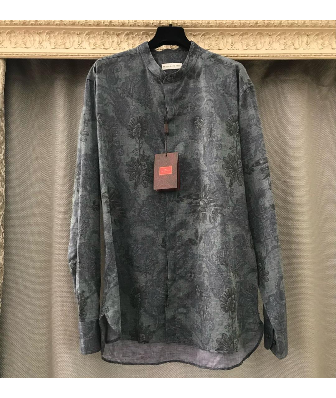 ETRO Антрацитовая льняная кэжуал рубашка, фото 9