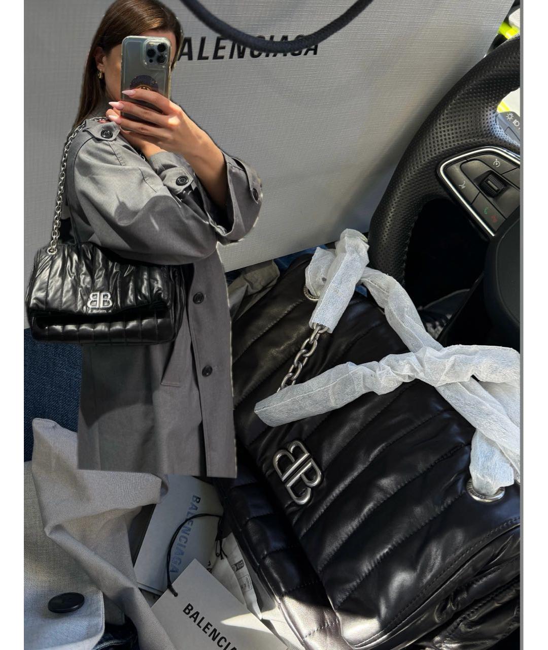 BALENCIAGA Черная кожаная сумка через плечо, фото 5
