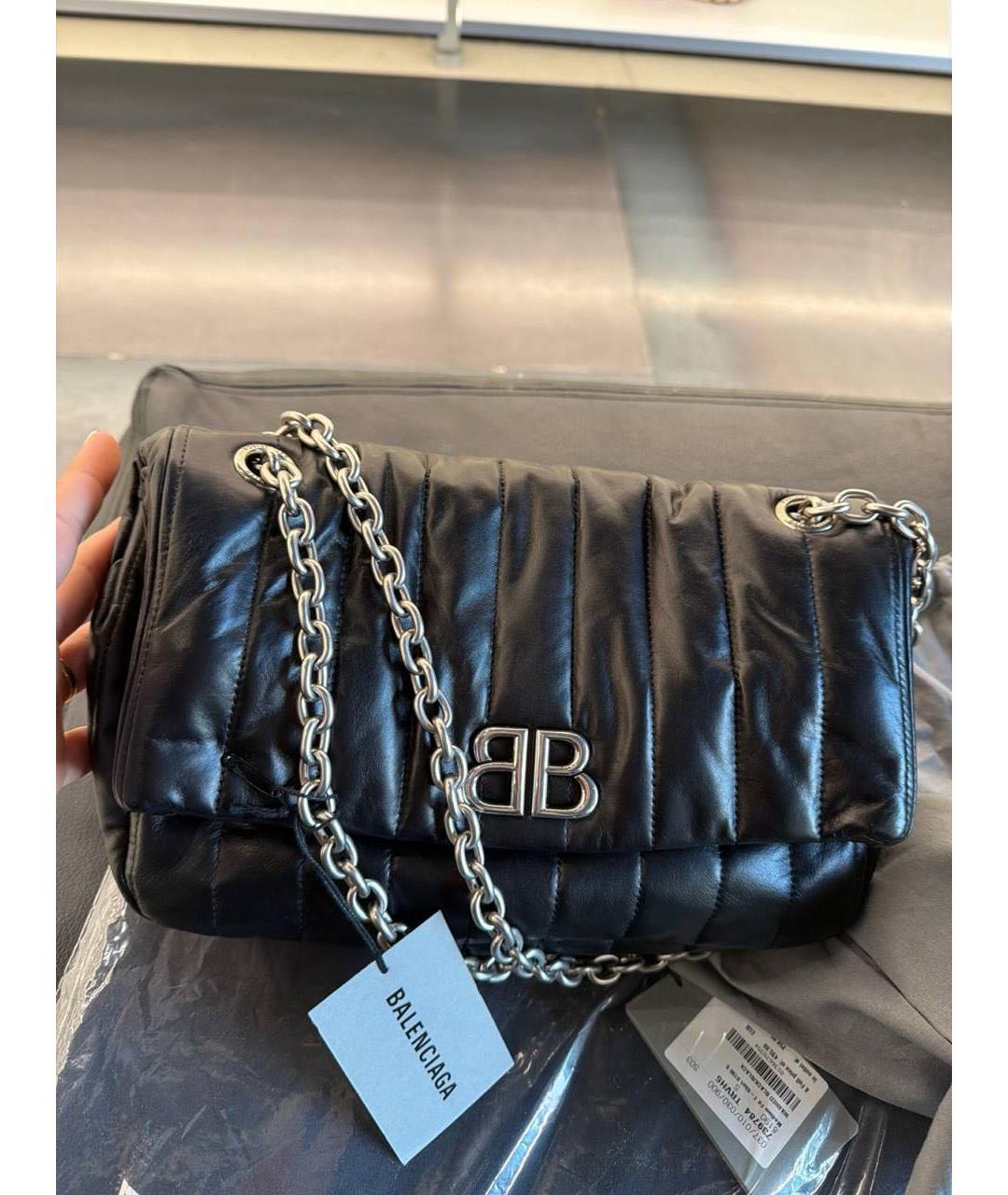 BALENCIAGA Черная кожаная сумка через плечо, фото 2