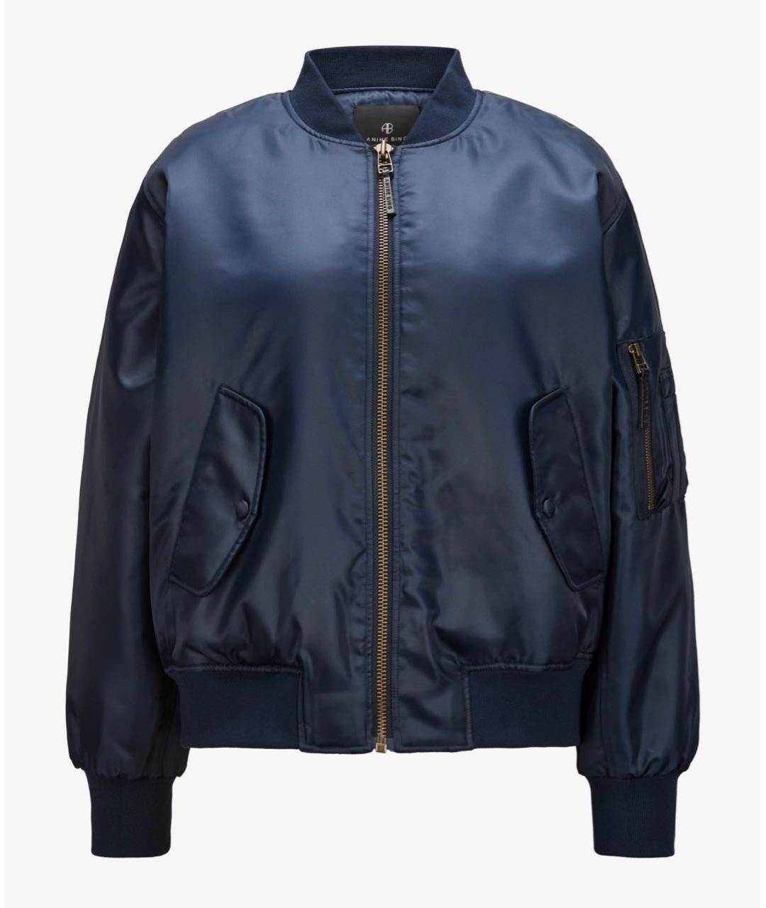 ANINE BING Темно-синяя полиэстеровая куртка, фото 7