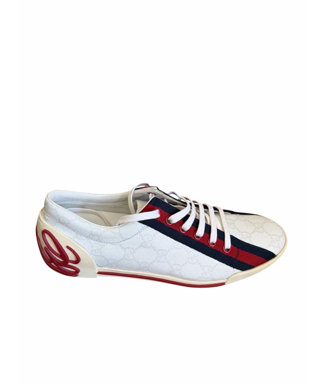 GUCCI Белые кожаные кеды, фото 1