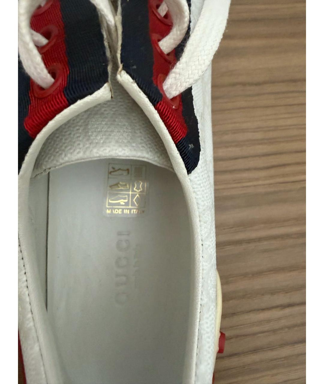 GUCCI Белые кожаные кеды, фото 6