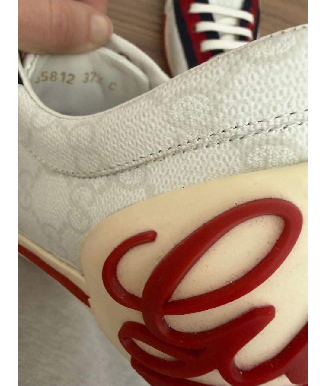 GUCCI Белые кожаные кеды, фото 7