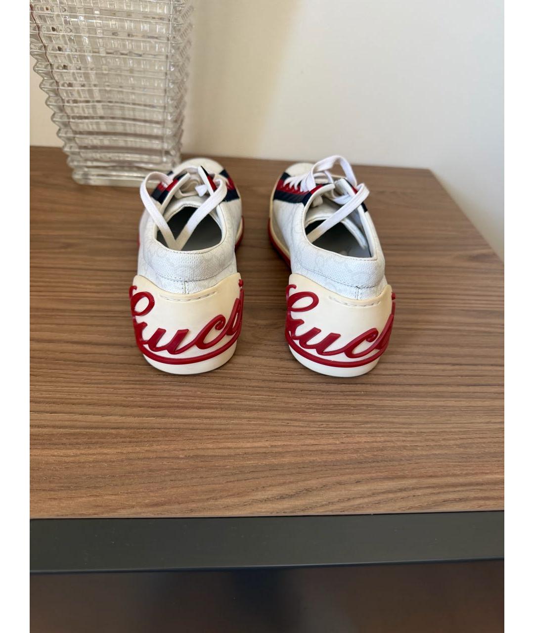 GUCCI Белые кожаные кеды, фото 4