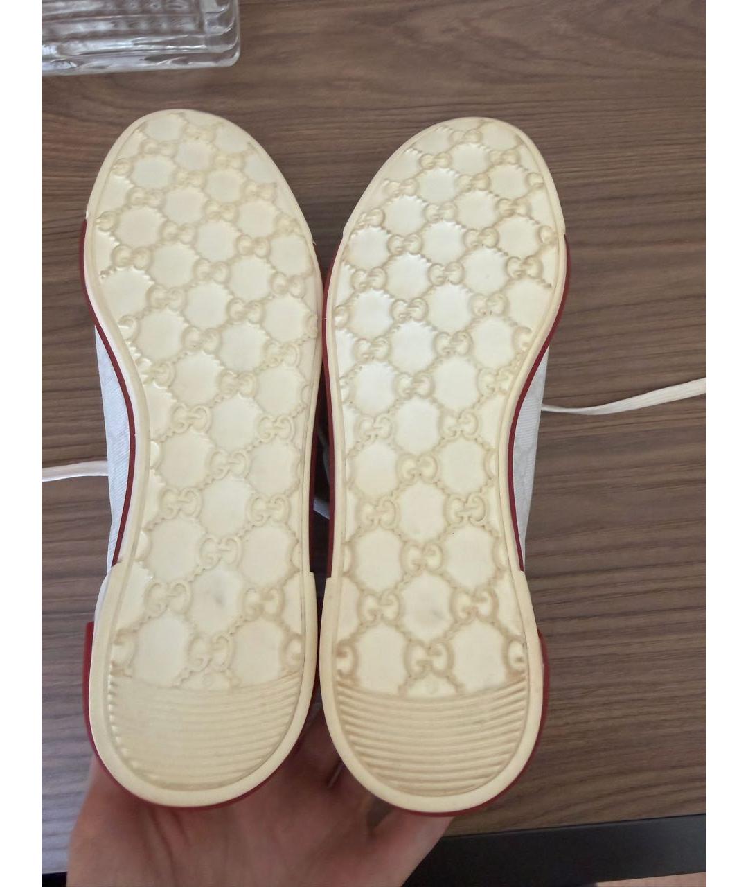 GUCCI Белые кожаные кеды, фото 5