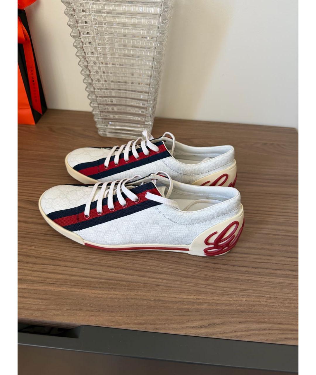 GUCCI Белые кожаные кеды, фото 8