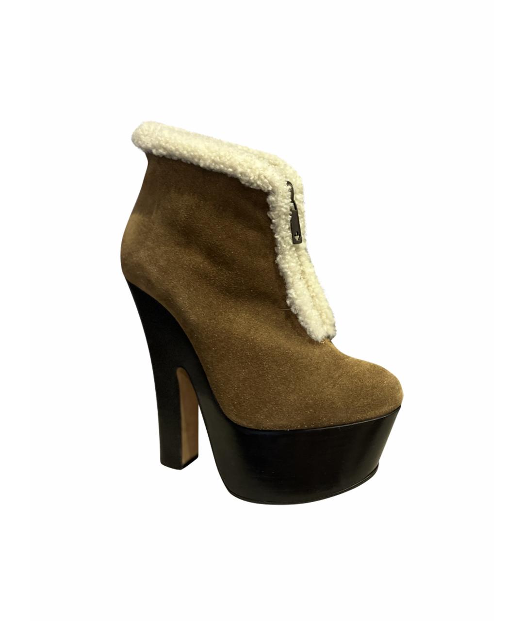 DSQUARED2 Коричневые замшевые ботильоны, фото 1