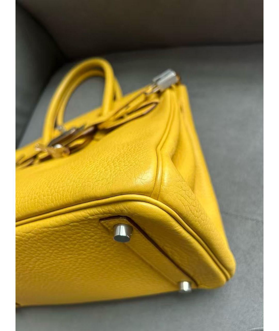 HERMES Желтая кожаная сумка с короткими ручками, фото 5