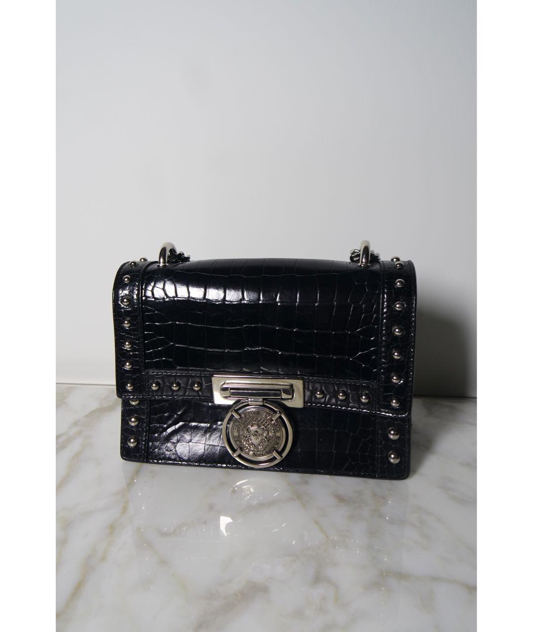 BALMAIN Черная сумка через плечо из экзотической кожи, фото 9