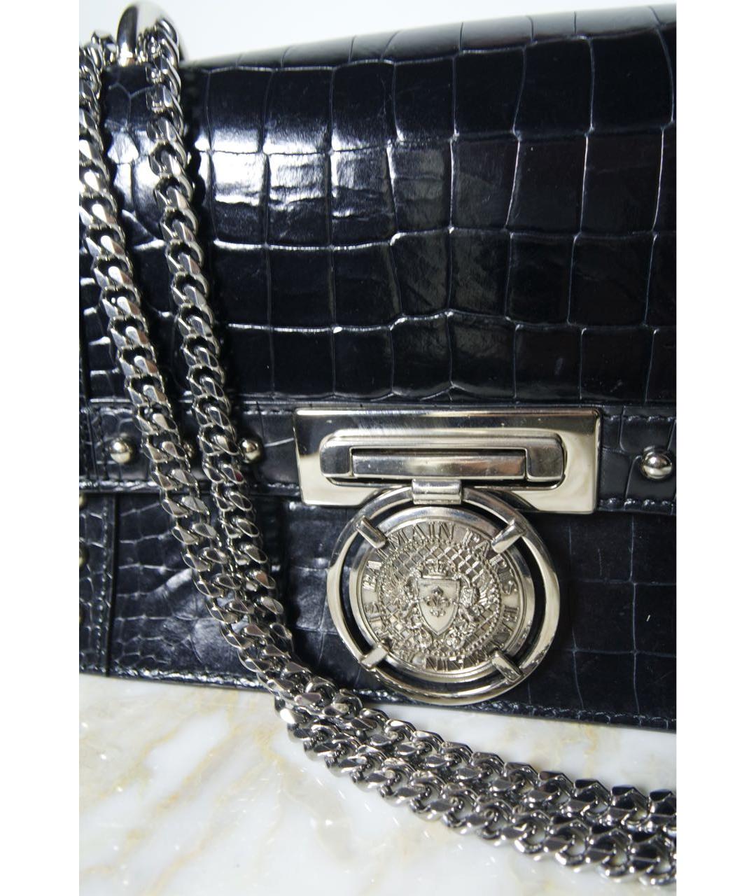 BALMAIN Черная сумка через плечо из экзотической кожи, фото 2