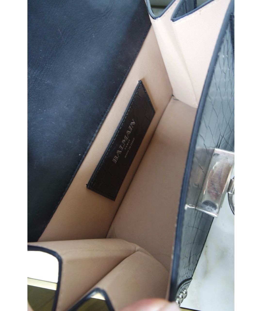 BALMAIN Черная сумка через плечо из экзотической кожи, фото 7